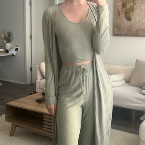 Sage Green Ribbed Lounge Set